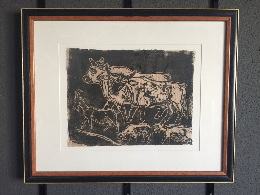 Holzschnitt Otto Hitzbrger Etsy.de