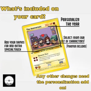 Cadeau holographique personnalisé de carte Pokémon d'anniversaire pour lui, carte de mariage ou de Saint-Valentin image 4