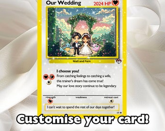 Pokemon Wedding Card, Custom Pokemon Engagment Card, Pokemone Wedding Gift for Couple Unique, Personalized Wedding Gifts for the Couple Him