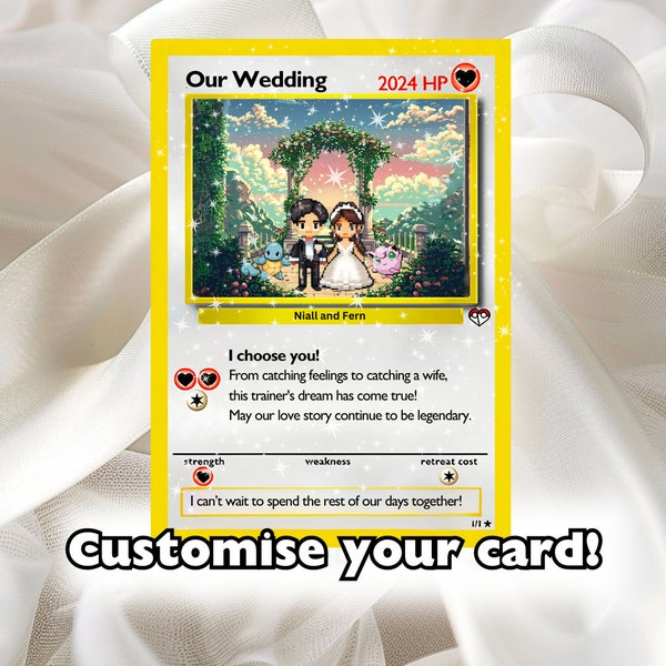 Pokemon Wedding Card, Custom Pokemon Engagment Card, Pokemone Wedding Gift for Couple Unique, Personalized Wedding Gifts for the Couple Him