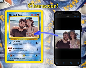 Carte Pokémon personnalisée, holographique, transformez vous ou un être cher en carte Pokémon personnalisée, carte Poke personnalisée, cadeau pour lui, cadeau de fête des pères
