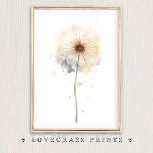 Dandelion Wall Art, Dandelions Printable, Bathroom Wall Art, Watercolor Dandelion, Dandelion Seeds, Zen Art Wall art, Inspiring Wildflower