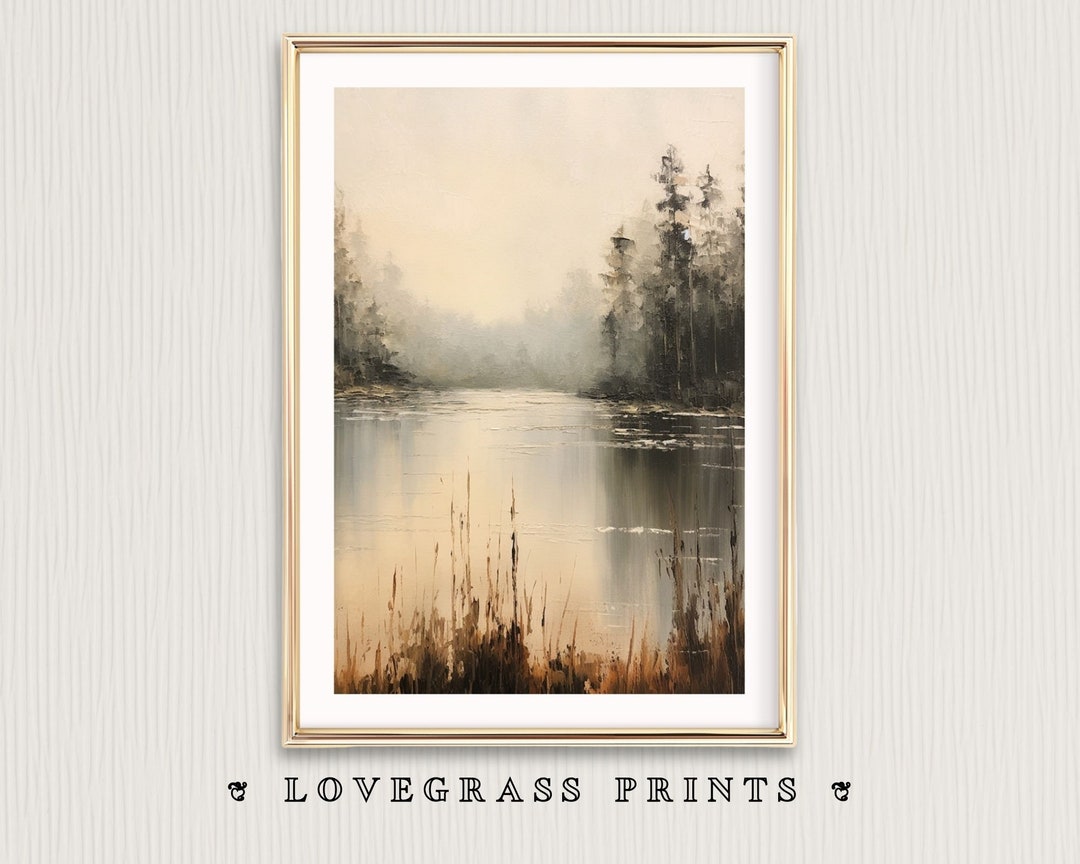 Printable Lake Wall Art, Lakes Vintage Painting, Lake Printable Wall Art, Downloadable Art Print ...