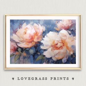 Peonies Printable, Peony Art Print, Flower Wall Art, Peony Portrait, Watercolor Peonies Painting, Pink Peony Digital Art, Botanical Art Gift