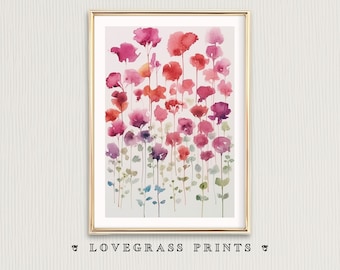 Pressed Flower Printable, Pressed Flower, Rustic Floral Prints, Dried Flower, Pressed Flowers Wall Art, Watercolor Botanical House Decor