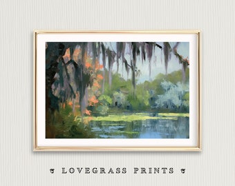 Spanish Moss Wall Art, Spanish Moss Printable, Abstract Painting, Moss Landscape, South Carolina, Farmhouse Decor, Guest House Art Print