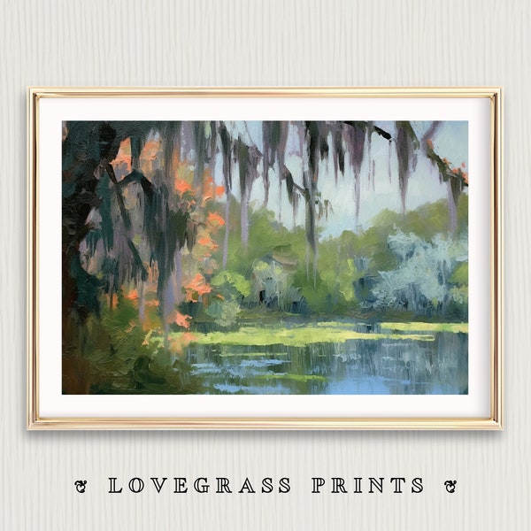 Spanish Moss Wall Art, Spanish Moss Printable, Abstract Painting, Moss Landscape, South Carolina, Farmhouse Decor, Guest House Art Print