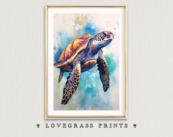 Sea Turtle Printable, Baby Turtle Digital Download, Sea Turtles Wall Art, Sea Turtle Nursery Print, Ocean Animals Print, Nursery Decor
