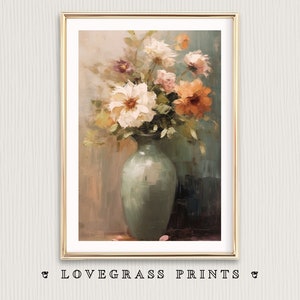 Downloadable Flowers Wall Art in Vase Digital Art Print Flower Vase Vintage Printable Floral Painting Impressionist Still Life Art Prints
