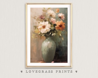 Downloadable Flowers Wall Art in Vase Digital Art Print Flower Vase Vintage Printable Floral Painting Impressionist Still Life Art Prints