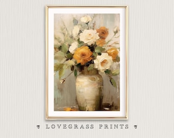 Printable Art Vase of Flowers Vintage Digital Print Flower Vase Wall Art Downloadable Vases Art Print Floral Printables Botanical Prints