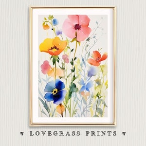 Pressed Flower Art Print, Rustic Floral Prints, Dried Flower, Pressed Flower, Pressed Flowers Printable, Botanical Flowers Watercolor Gift