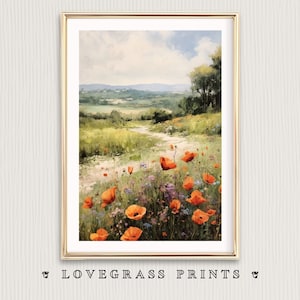 Druckbare Download Mohn Art Print, Digitale rote Mohnblumen Malerei Poppy Feld Herunterladbare Druckdatei Poppy Blumen Wand Kunst Wohnkultur