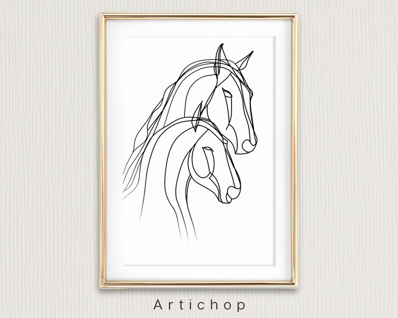 Horses Line Art Horse Digital Download Horses Art Print - Etsy