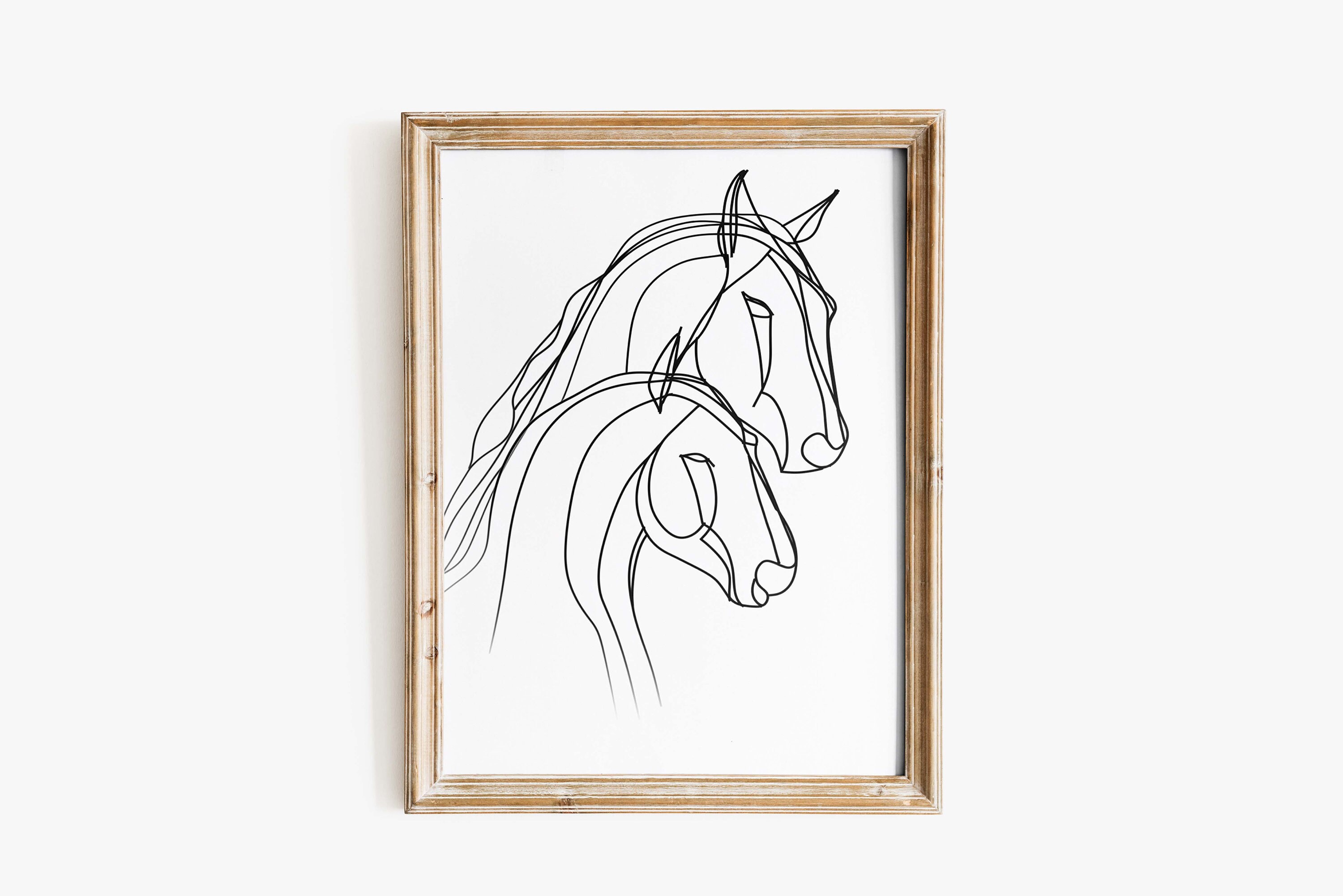 Horses Line Art, Horse Digital Download, Horses Art Print, Horse Lover ...