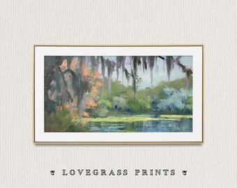 Frame Tv Art Spring, Moss Wall Art, Spanish Moss Wall Decor, Tv Artwork, Samsung Frame, Sage Green Wall Decor, Vintage Calm Digital Art