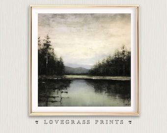 Lakeside Wall Art, Lake Art Print, Water Vintage Digital Lakes Downloadable Art Print, Gift for Lake House Wall Decor