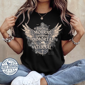Rock Legend Memorial Shirt | Dark Angel Tribute Tee with Wings | Heavy Metal Icon Eternal Legend Gift | Gothic Band Fan T-Shirt