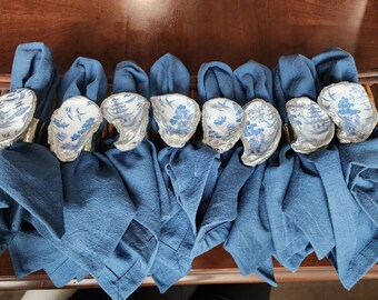Chinoiserie Oyster Shell Napkin Rings-set of 6 - Etsy