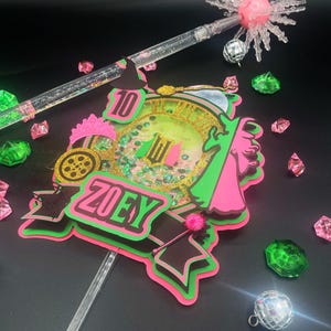 Wicked Themed Cake Topper, Wicked Inspired Birthday, Wicked Themed Glitter Cake Topper, Wicked Movie Birthday Cake Topper, Wicked Birthday