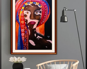 original painting. african american art. african woman .  handmade