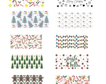 16 oz Libbey glass can Christmas wraps, layered digital downloads, 14 wrap designs