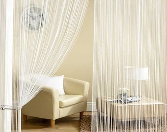 Modern Thread Curtain Panel – Window Treatment, Room Divider