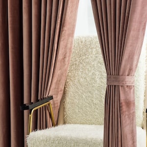 Dusty Rose Velvet Curtain Panels for Living Room, Custom Size Velvet Curtains, 32 Color Velvet Curtains, Rod Pocket and Grommet Curtains.