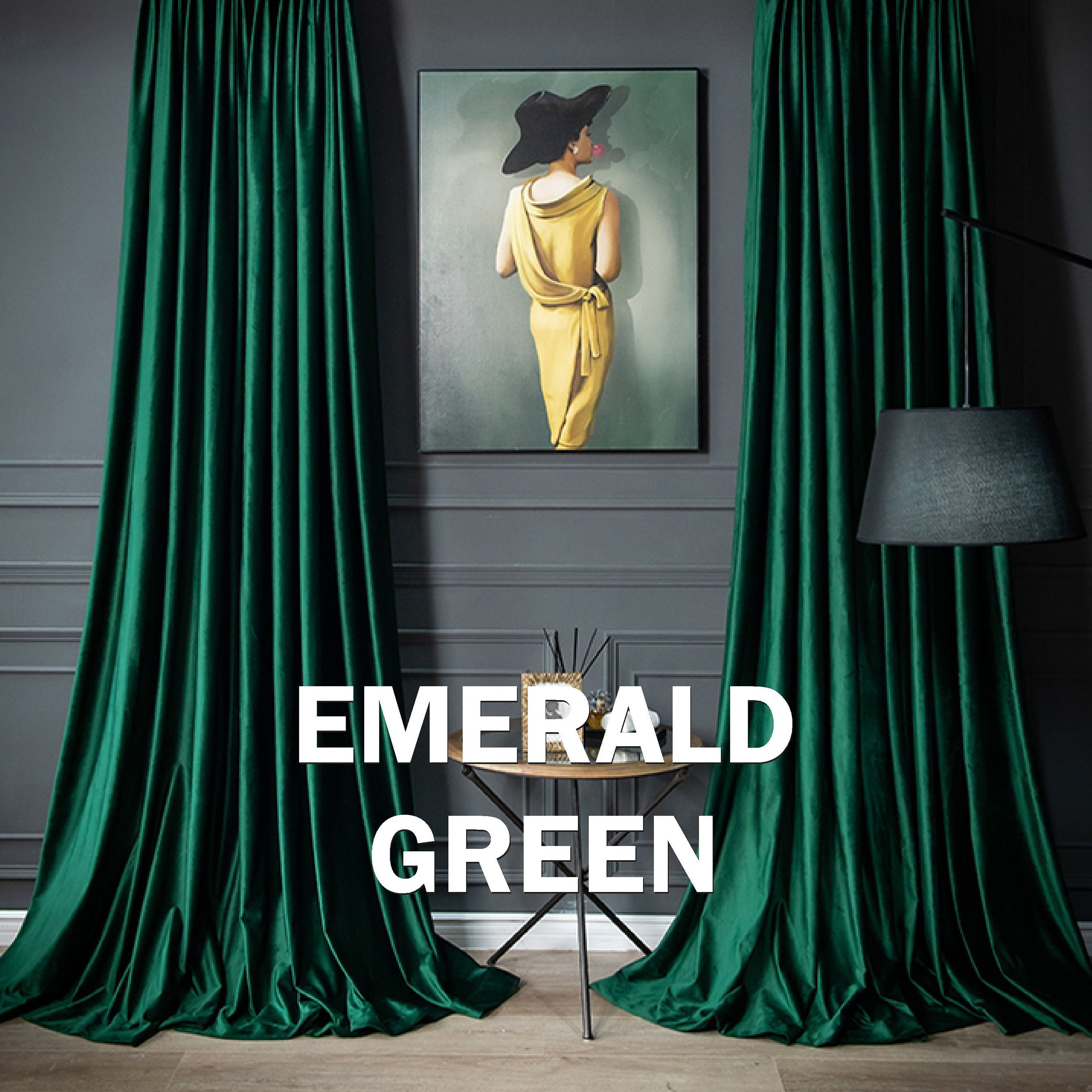 Emerald Green Velvet Curtains, Blackout Velvet Curtains, 37 Colors