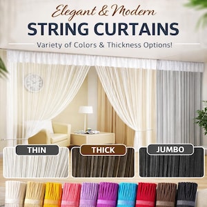Modern String Curtains, Room Divider, Doorway Curtain, Custom Size Options