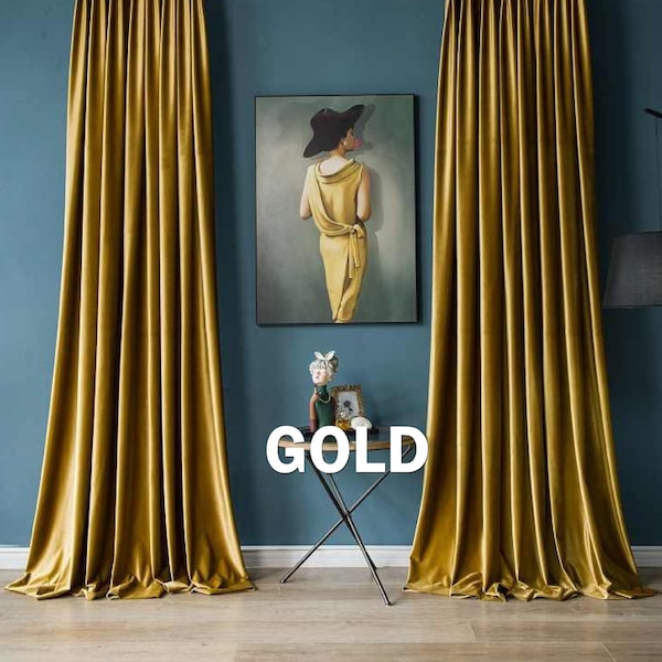 Velvet Curtains Gold Elegant Curtains/Blackout Velvet Curtains/Drapes for Living Room Bedroom Decor
