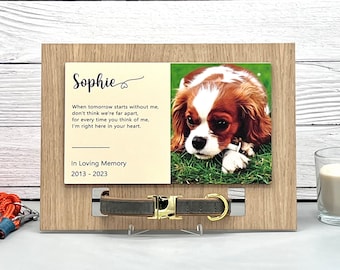 Pet Memorial Photo Print on Wood, Multiple Sizes Collar Holder, Wood Decor Sign, Pet Memorial Collar Frames, Pet Art Prints