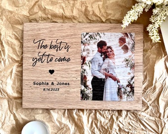 Engagement Gifts for Couple, Newly Engaged Gift, Personalized Engagement Frame, Custom Plaque with Photo