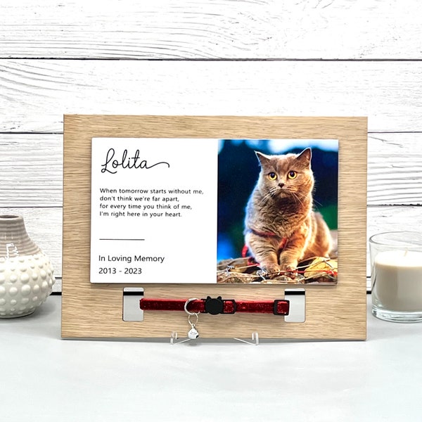 Pet Collar Memorial Frame, Custom Pet Gift, Pets Picture Custom Quote & Name, Cat Collar Memorial Tags, Cat Photo Print