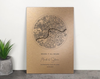 Custom Bronze Anniversary Map: 8 Year Anniversary Gift