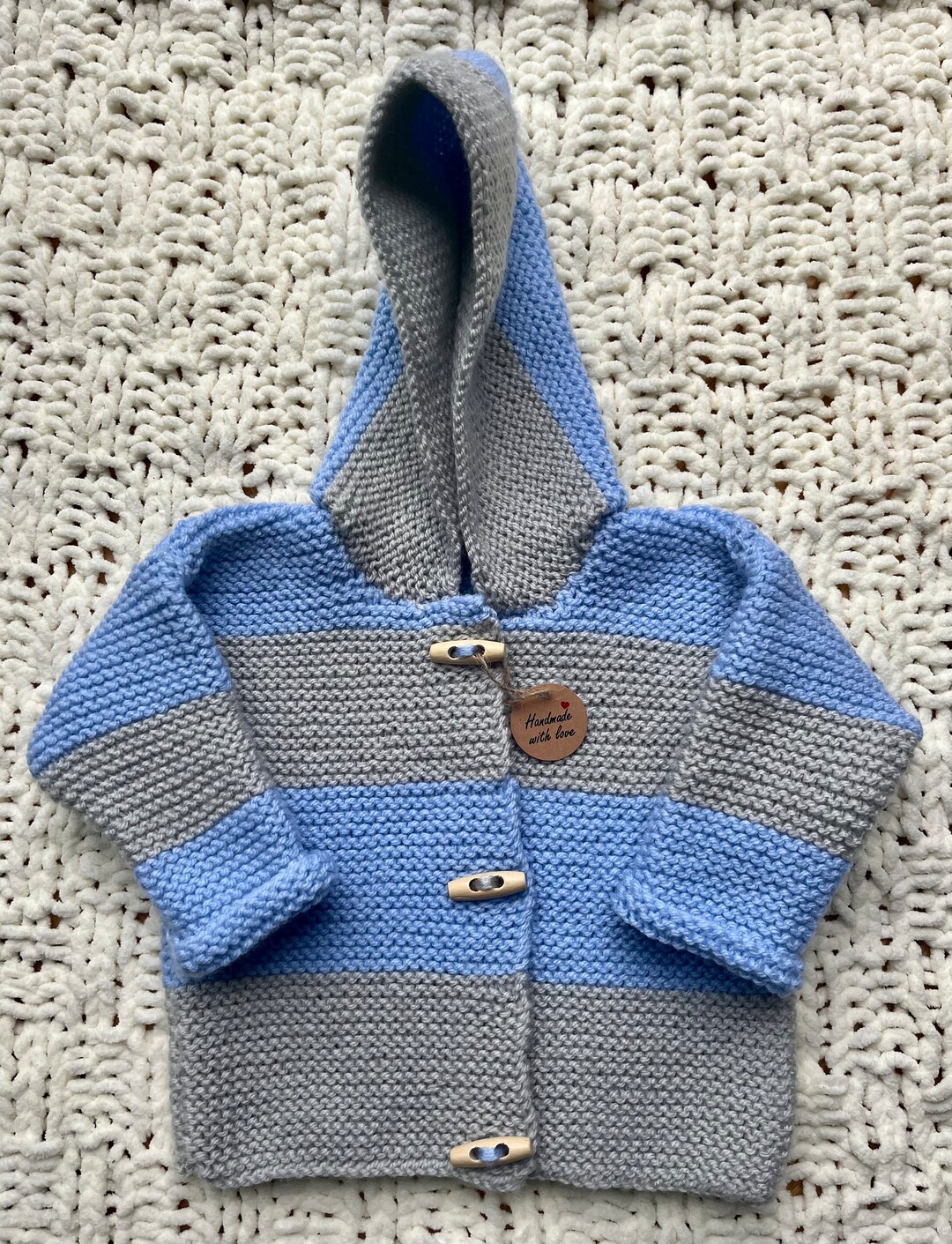Hand Knitted Baby Hooded Baby Jacket 36m Etsy