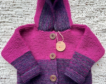 Hand knitted hooded toddler jacket (12-18m)