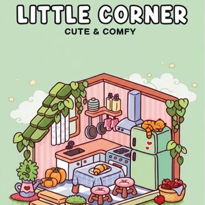 Kolorowanka „Little Corner” – 40 stron do druku, rysunki izometryczne (wersja cyfrowa do pobrania)