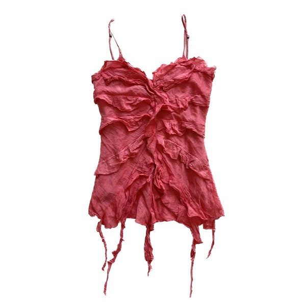 GUESS Ruffled Y2K Pink Camisole  - Medium