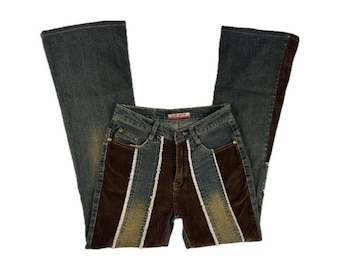 Vintage 90er Patchwork Flare Jeans - Size 3