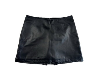 Mini-jupe noire brillante vintage des années 90 - Tour de taille de 27 pouces