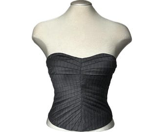 Vintage Y2K Charcoal Grey BEBE Bustier Top - XS