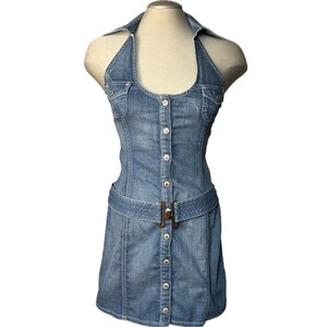 navy blue dress for baby girl Moschino Jeans 2000s Vintage Denim Western Dress — AMO Vintage