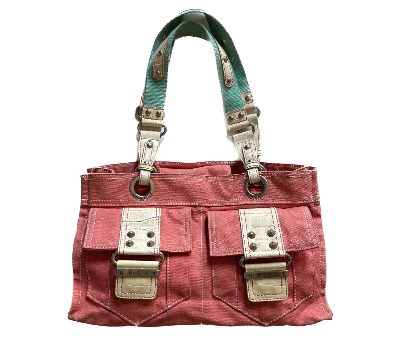 Guess Handbags : Buy Guess KHATIA TOP ZIP SHOULDER BAG Pink Handbags Online