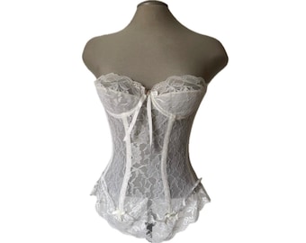 ヴィンテージ90年代ホワイトレースコルセット - 34B