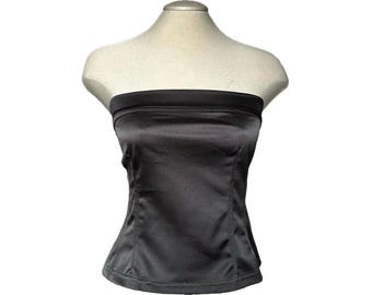 Vintage 90's Black Satin Strapless Top by Le Chateau - Medium