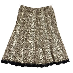 Vintage 2000’s Cheetah Print Midi Skirt with Lace Trim - Medium