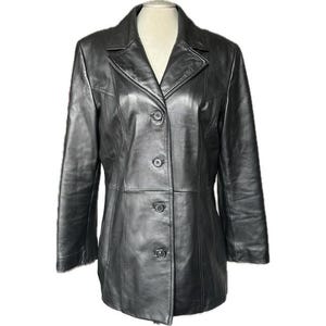 Longue veste en cuir noire vintage des années 90 de Danier - Grande
