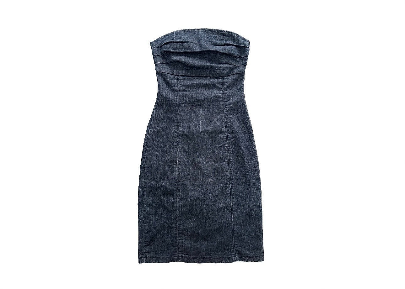 Denim Strapless Mini Dress XS Etsy Ireland