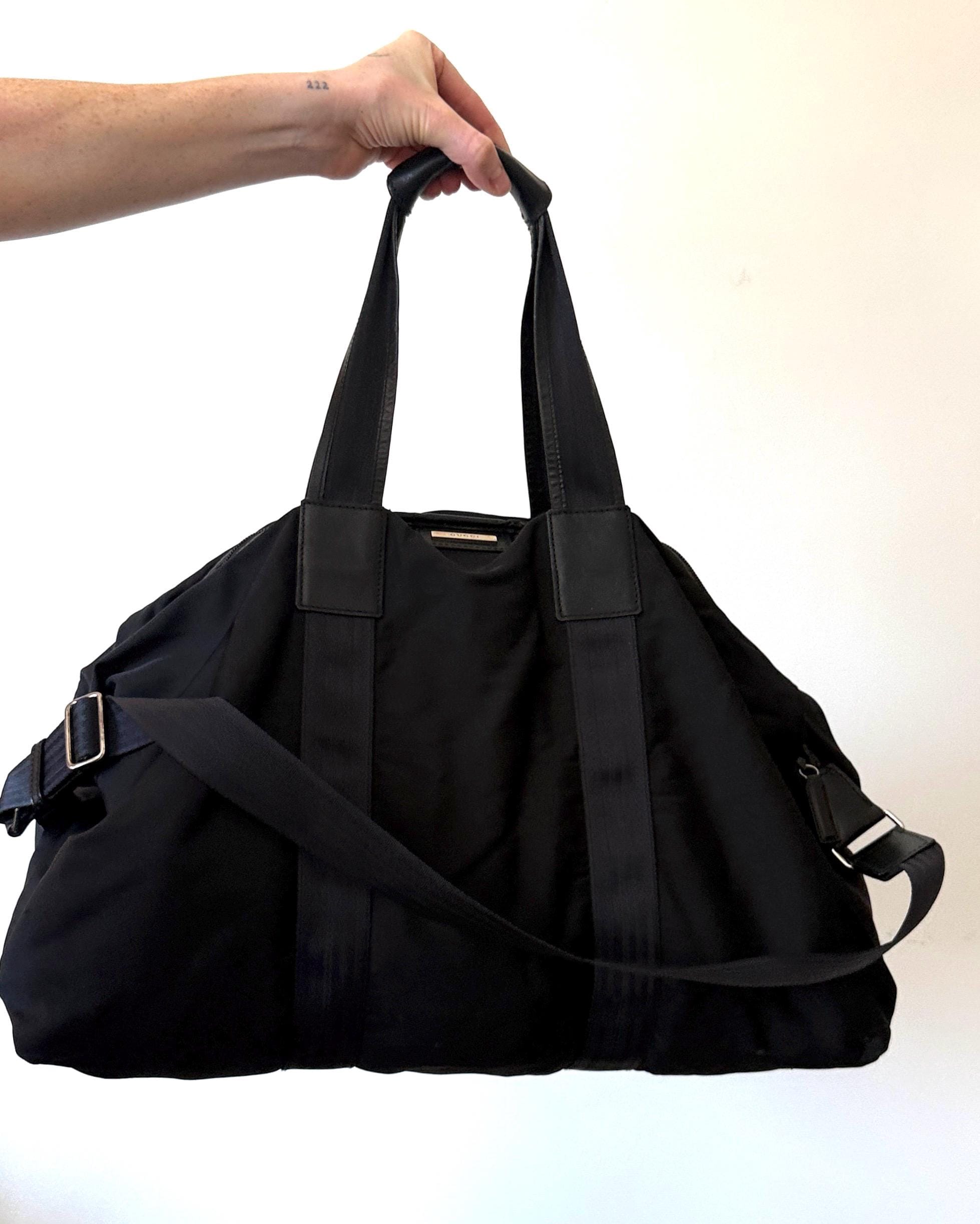 Vintage 90's Gucci Black Nylon Duffle Bag - Etsy